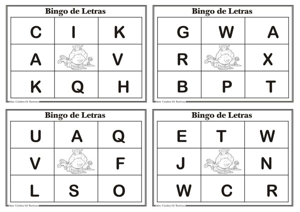 atividade de alfabetização bingo de letras